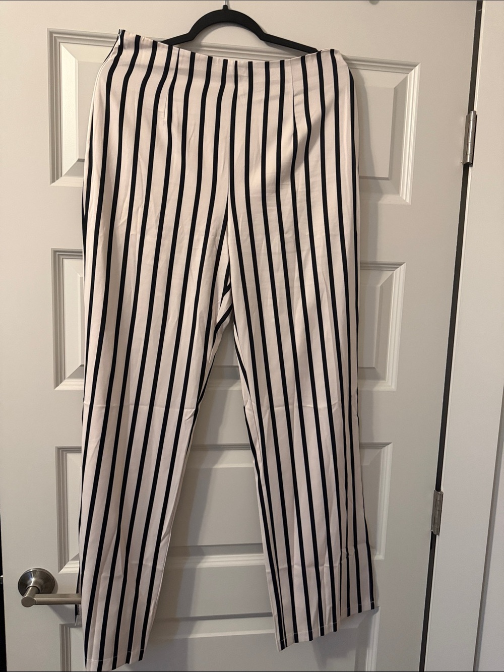 Satin Black and White Vertical Stripe Pants